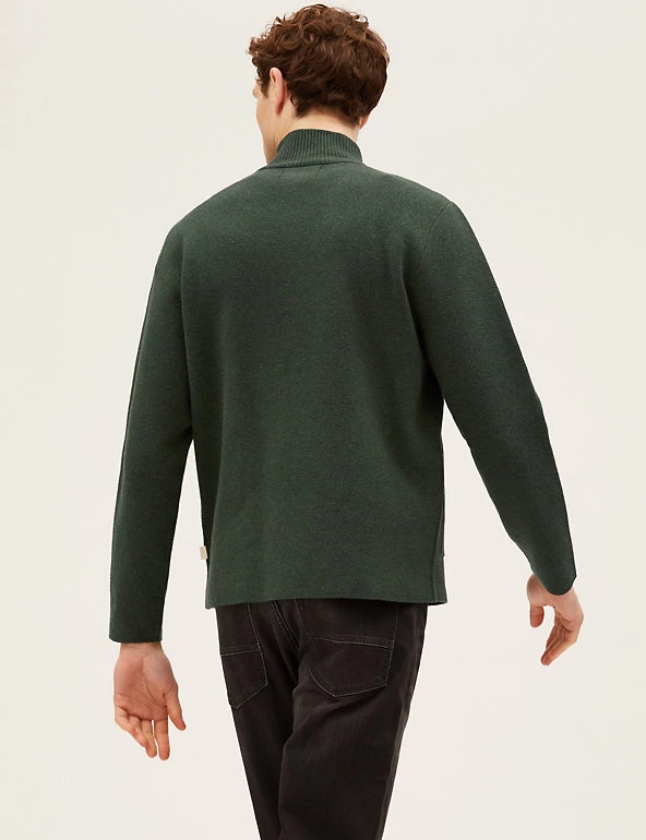 M&S Collection Men's Cardigans Cotton Blend Ribbed Zip Up Knitted Jacket 10 M&S Collection Men's Cardigans Cotton Blend Ribbed Zip Up Knitted Jacket - Image 10