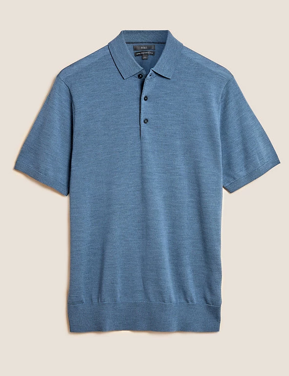 M&S Collection Men's Knitted Polo Shirts Pure Extra Fine Merino Wool Polo Shirt 6 M&S Collection Men's Knitted Polo Shirts Pure Extra Fine Merino Wool Polo Shirt - Image 6
