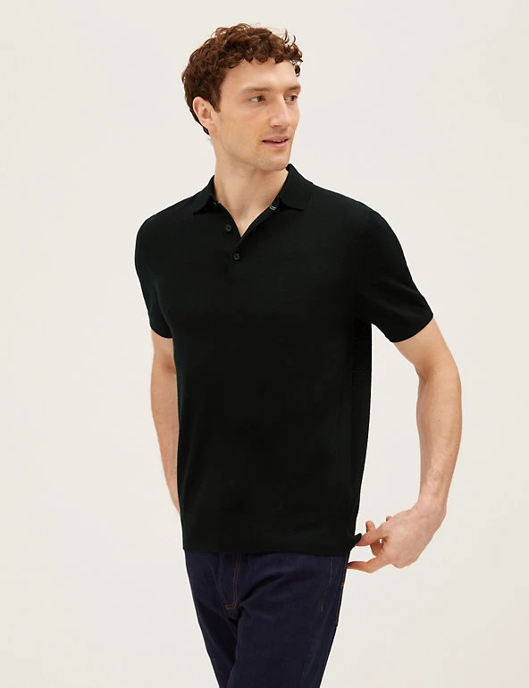 M&S Collection Men's Knitted Polo Shirts Pure Extra Fine Merino Wool Polo Shirt 1 M&S Collection Men's Knitted Polo Shirts Pure Extra Fine Merino Wool Polo Shirt