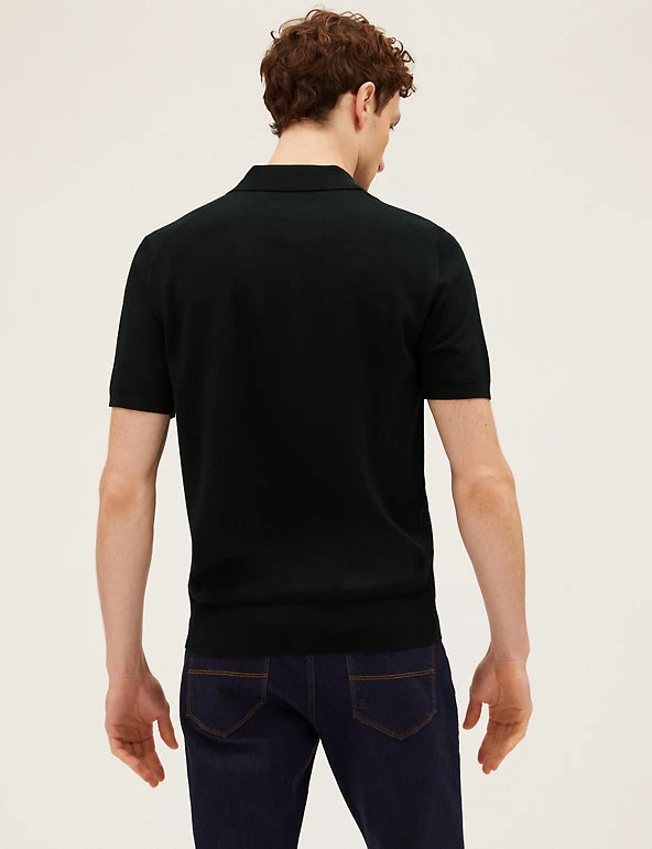M&S Collection Men's Knitted Polo Shirts Pure Extra Fine Merino Wool Polo Shirt 4 M&S Collection Men's Knitted Polo Shirts Pure Extra Fine Merino Wool Polo Shirt - Image 4