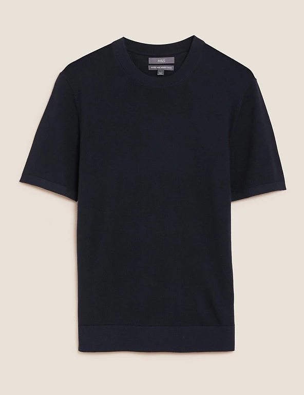 M&S Collection Men's T-shirts Pure Extra Fine Merino Wool Knitted T-Shirt 15 M&S Collection Men's T-shirts Pure Extra Fine Merino Wool Knitted T-Shirt - Image 15