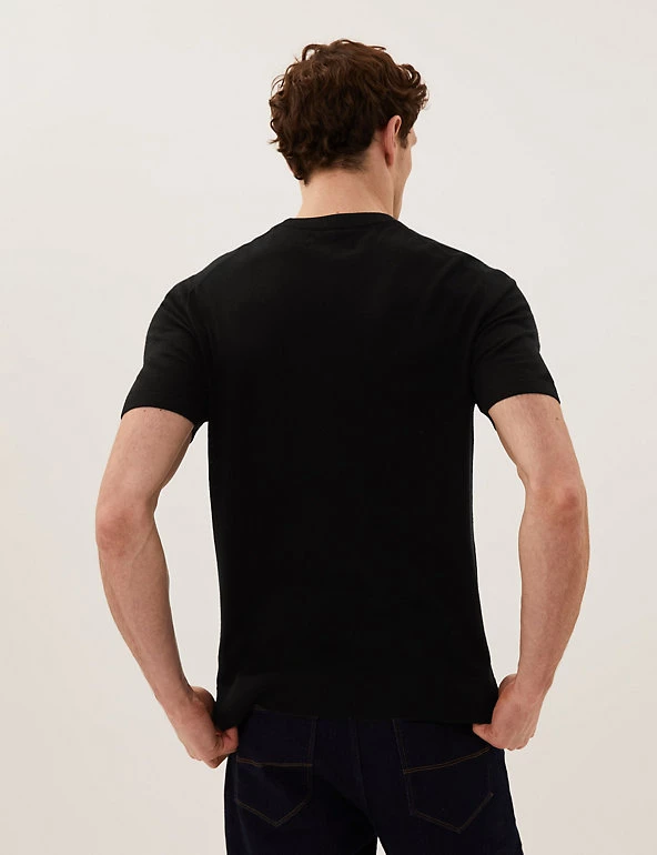 M&S Collection Men's T-shirts Pure Extra Fine Merino Wool Knitted T-Shirt 9 M&S Collection Men's T-shirts Pure Extra Fine Merino Wool Knitted T-Shirt - Image 9