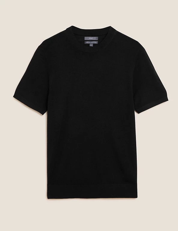 M&S Collection Men's T-shirts Pure Extra Fine Merino Wool Knitted T-Shirt 6 M&S Collection Men's T-shirts Pure Extra Fine Merino Wool Knitted T-Shirt - Image 6