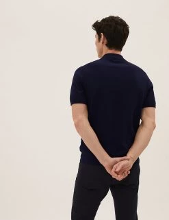 M&S Collection Men's Knitted Polo Shirts Cotton Rich Short Sleeve Knitted Polo Shirt -New In Mens Store SD 03 T30 4002M F0 X EC 2
