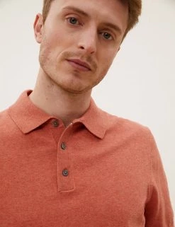 M&S Collection Men's Knitted Polo Shirts Cotton Rich Short Sleeve Knitted Polo Shirt -New In Mens Store SD 03 T30 4002M P0 X EC 0