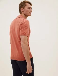 M&S Collection Men's Knitted Polo Shirts Cotton Rich Short Sleeve Knitted Polo Shirt -New In Mens Store SD 03 T30 4002M P0 X EC 2