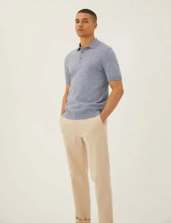 M&S Collection Men's Knitted Polo Shirts Cotton Rich Short Sleeve Knitted Polo Shirt -New In Mens Store SD 03 T30 4002M T0 X EC 1