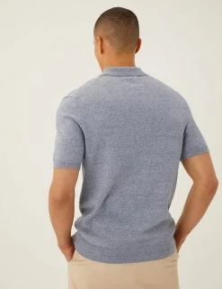 M&S Collection Men's Knitted Polo Shirts Cotton Rich Short Sleeve Knitted Polo Shirt -New In Mens Store SD 03 T30 4002M T0 X EC 3