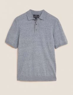 M&S Collection Men's Knitted Polo Shirts Cotton Rich Short Sleeve Knitted Polo Shirt -New In Mens Store SD 03 T30 4002M T0 X EC 90