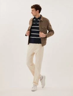 M&S Collection Men's Knitted Polo Shirts Cotton Rich Striped Knitted Polo Shirt -New In Mens Store SD 03 T30 4003M F4 X EC 2