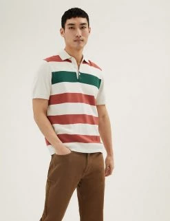 M&S Collection Men's Knitwear Pure Cotton Block Stripe Rugby Top 12 M&S Collection Men's Knitwear Pure Cotton Block Stripe Rugby Top -New In Mens Store SD 03 T30 4006M NB X EC 0