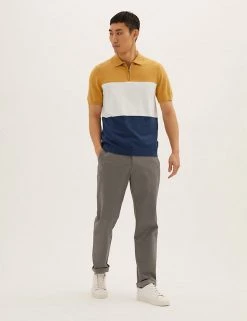 M&S Collection Men's Knitted Polo Shirts Cotton Rich Colour Block Knitted Polo Shirt -New In Mens Store SD 03 T30 4007M R4 X EC 0