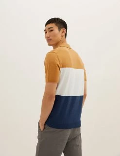 M&S Collection Men's Knitted Polo Shirts Cotton Rich Colour Block Knitted Polo Shirt -New In Mens Store SD 03 T30 4007M R4 X EC 2