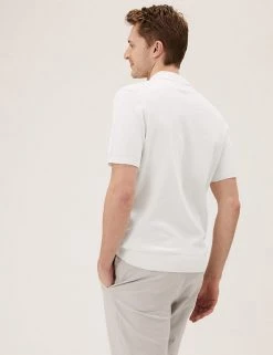 M&S Collection Men's Knitted Polo Shirts Cotton Rich Textured Knitted Polo Shirt -New In Mens Store SD 03 T30 4009M NZ X EC 3