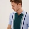 M&S Collection Men's Knitted Polo Shirts Cotton Rich Colour Block Knitted Polo Shirt
