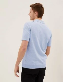 M&S Collection Men's Knitted Polo Shirts Cotton Rich Colour Block Knitted Polo Shirt -New In Mens Store SD 03 T30 4010M E7 X EC 3