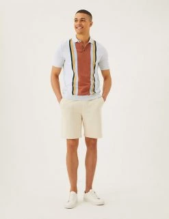 M&S Collection Men's Knitted Polo Shirts Cotton Rich Colour Block Knitted Polo Shirt -New In Mens Store SD 03 T30 4010M NB X EC 2