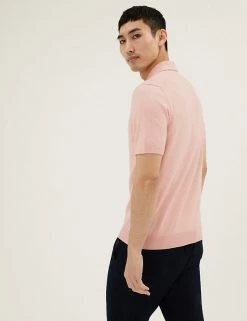M&S Collection Men's Knitted Polo Shirts Cotton Rich Knitted Zip Neck Polo Shirt -New In Mens Store SD 03 T30 4011M A4 X EC 2
