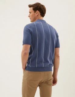 M&S Collection Men's Knitted Polo Shirts Cotton Rich Knitted Zip Neck Polo Shirt -New In Mens Store SD 03 T30 4011M E4 X EC 2