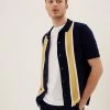 M&S Collection Men's Knitted Polo Shirts Cotton Rich Striped Knitted Polo Shirt
