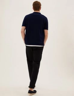 M&S Collection Men's Knitted Polo Shirts Cotton Rich Striped Knitted Polo Shirt -New In Mens Store SD 03 T30 4012M F4 X EC 3