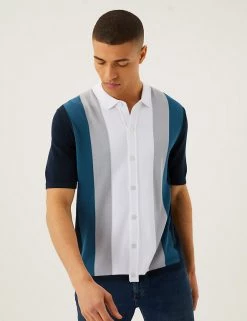 M&S Collection Men's Knitted Polo Shirts Cotton Modal Striped Knitted Polo Shirt 7 M&S Collection Men's Knitted Polo Shirts Cotton Modal Striped Knitted Polo Shirt -New In Mens Store SD 03 T30 4013M E4 X EC 1