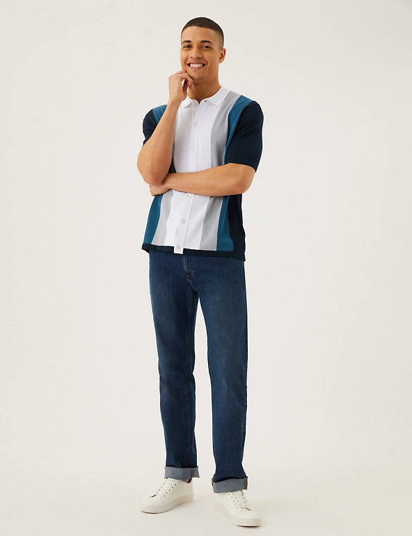 M&S Collection Men's Knitted Polo Shirts Cotton Modal Striped Knitted Polo Shirt 5 M&S Collection Men's Knitted Polo Shirts Cotton Modal Striped Knitted Polo Shirt - Image 5
