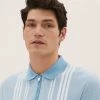 M&S Collection Men's Knitted Polo Shirts Cotton Rich Striped Knitted Polo Shirt