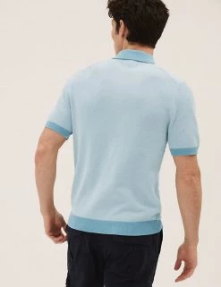 M&S Collection Men's Knitted Polo Shirts Cotton Rich Striped Knitted Polo Shirt 11 M&S Collection Men's Knitted Polo Shirts Cotton Rich Striped Knitted Polo Shirt -New In Mens Store SD 03 T30 4017M E1 X EC 2