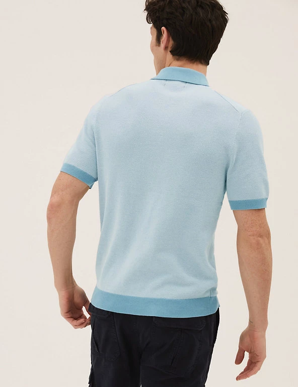M&S Collection Men's Knitted Polo Shirts Cotton Rich Striped Knitted Polo Shirt 4 M&S Collection Men's Knitted Polo Shirts Cotton Rich Striped Knitted Polo Shirt - Image 4
