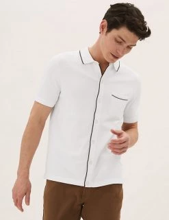 M&S Collection Men's Knitted Polo Shirts Cotton Modal Knitted Polo Shirt