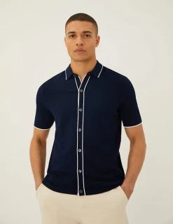 M&S Collection Men's Knitted Polo Shirts Cotton Rich Knitted Polo Shirt