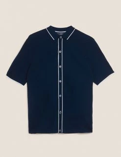 M&S Collection Men's Knitted Polo Shirts Cotton Rich Knitted Polo Shirt -New In Mens Store SD 03 T30 4033M F4 X EC 90