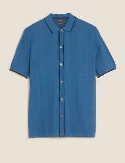 M&S Collection Men's Knitted Polo Shirts Cotton Rich Knitted Polo Shirt -New In Mens Store SD 03 T30 4033M XT X EC 90