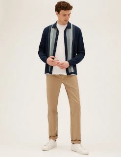 M&S Collection Men's Knitted Polo Shirts Cotton Rich Striped Knitted Polo Shirt -New In Mens Store SD 03 T30 5431M F4 X EC 1