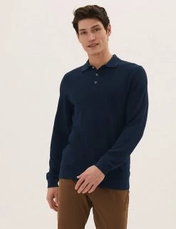 M&S Collection Men's Knitted Polo Shirts Cotton Modal Textured Knitted Polo Shirt 19 M&S Collection Men's Knitted Polo Shirts Cotton Modal Textured Knitted Polo Shirt -New In Mens Store SD 03 T30 5433M F3 X EC 2
