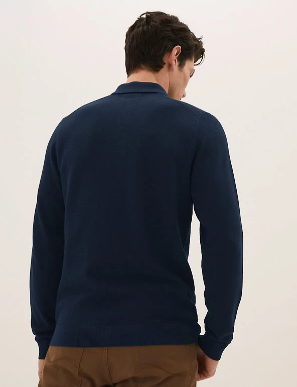 M&S Collection Men's Knitted Polo Shirts Cotton Modal Textured Knitted Polo Shirt 5 M&S Collection Men's Knitted Polo Shirts Cotton Modal Textured Knitted Polo Shirt - Image 5