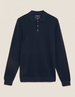 M&S Collection Men's Knitted Polo Shirts Cotton Modal Textured Knitted Polo Shirt 17 M&S Collection Men's Knitted Polo Shirts Cotton Modal Textured Knitted Polo Shirt -New In Mens Store SD 03 T30 5433M F3 X EC 90