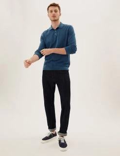 M&S Collection Men's Knitted Polo Shirts Cotton Modal Textured Knitted Polo Shirt 23 M&S Collection Men's Knitted Polo Shirts Cotton Modal Textured Knitted Polo Shirt -New In Mens Store SD 03 T30 5433M H3 X EC 1