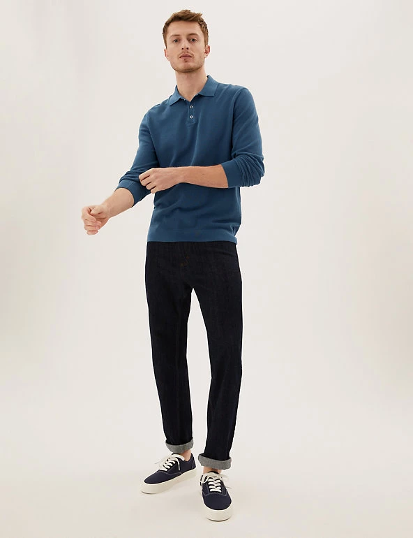 M&S Collection Men's Knitted Polo Shirts Cotton Modal Textured Knitted Polo Shirt 8 M&S Collection Men's Knitted Polo Shirts Cotton Modal Textured Knitted Polo Shirt - Image 8