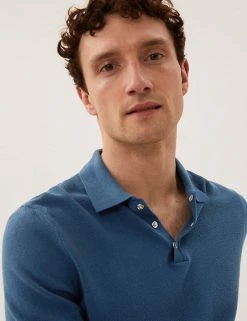 M&S Collection Men's Knitted Polo Shirts Cotton Modal Textured Knitted Polo Shirt 26 M&S Collection Men's Knitted Polo Shirts Cotton Modal Textured Knitted Polo Shirt -New In Mens Store SD 03 T30 5433M H3 X EC 4