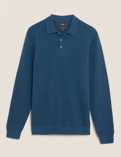 M&S Collection Men's Knitted Polo Shirts Cotton Modal Textured Knitted Polo Shirt 22 M&S Collection Men's Knitted Polo Shirts Cotton Modal Textured Knitted Polo Shirt -New In Mens Store SD 03 T30 5433M H3 X EC 90