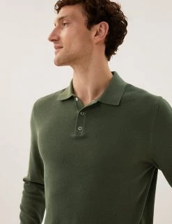 M&S Collection Men's Knitted Polo Shirts Cotton Modal Textured Knitted Polo Shirt 29 M&S Collection Men's Knitted Polo Shirts Cotton Modal Textured Knitted Polo Shirt -New In Mens Store SD 03 T30 5433M KH X EC 1