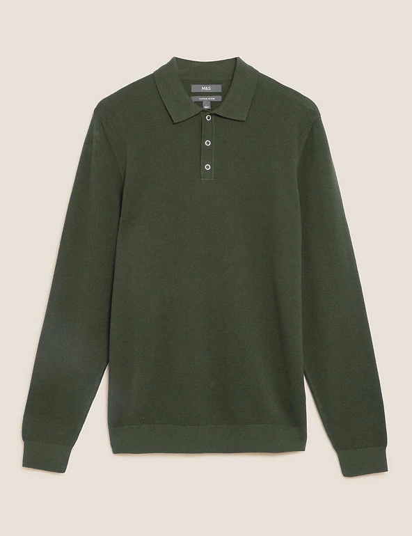 M&S Collection Men's Knitted Polo Shirts Cotton Modal Textured Knitted Polo Shirt 13 M&S Collection Men's Knitted Polo Shirts Cotton Modal Textured Knitted Polo Shirt - Image 13