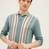 M&S Collection Men's Knitted Polo Shirts Cotton Rich Striped Knitted Polo Shirt