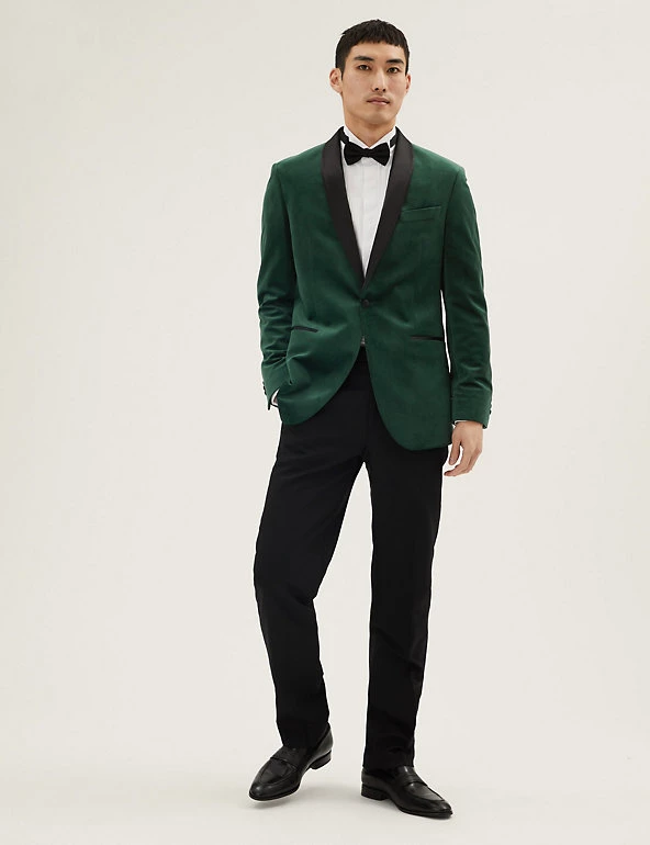 M&S Collection Men's Blazers Velvet Shawl Lapel Blazer 4 M&S Collection Men's Blazers Velvet Shawl Lapel Blazer - Image 4