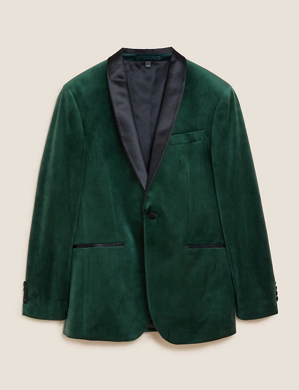 M&S Collection Men's Blazers Velvet Shawl Lapel Blazer 2 M&S Collection Men's Blazers Velvet Shawl Lapel Blazer - Image 2