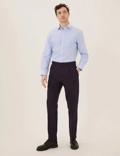 M&S Collection Men's Trousers Regular Fit Single Pleat Trousers -New In Mens Store SD 03 T70 3412Y F0 X EC 0