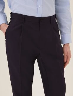 M&S Collection Men's Trousers Regular Fit Single Pleat Trousers -New In Mens Store SD 03 T70 3412Y F0 X EC 2
