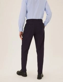 M&S Collection Men's Trousers Regular Fit Single Pleat Trousers -New In Mens Store SD 03 T70 3412Y F0 X EC 3